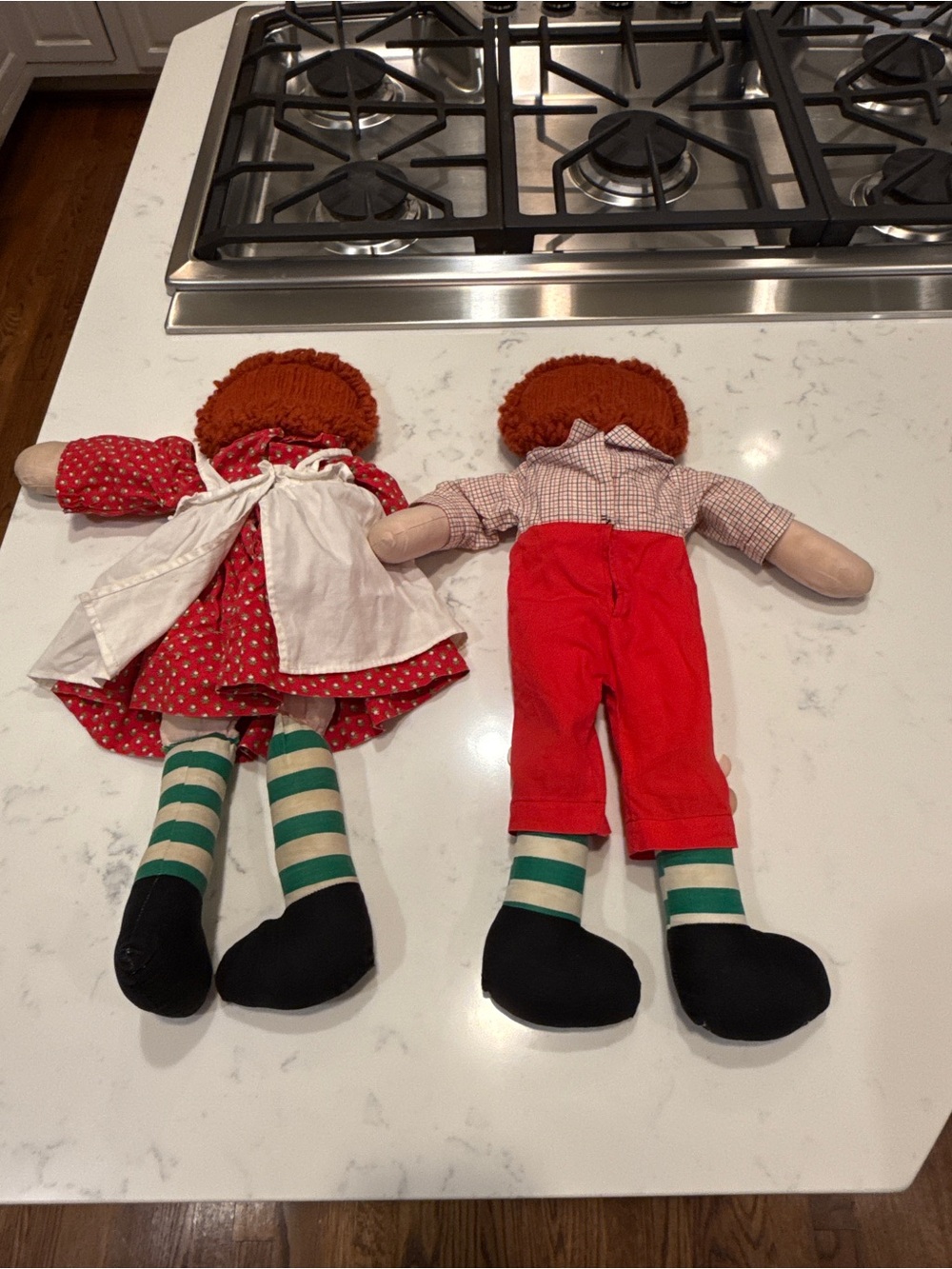 Vintage Raggedy Ann & Andy Style Handmade Cloth Dolls Country Farmhouse Decor - Picture 11 of 16
